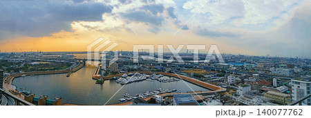 夕暮れの堺旧港の風景 夕暮れの堺旧港の風景 140077762