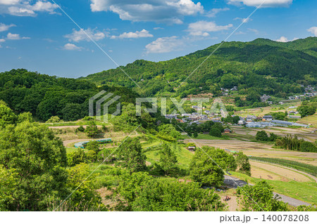 稲渕の棚田　秘密の展望台からの景観　奈良県明日香村 140078208