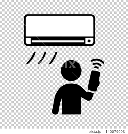 エアコンをつける熱中症対策アイコン エアコンをつける熱中症対策アイコン 140079008