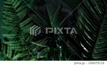 Green Tropical Leaves Arrangement Green Tropical Leaves Arrangement 140079116
