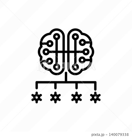 Artificial intelligence develops vaccine. Thin line icon. Vector illustration. 140079338