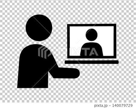Office worker icon participating in online meeting Office worker icon participating in online meeting 140079729