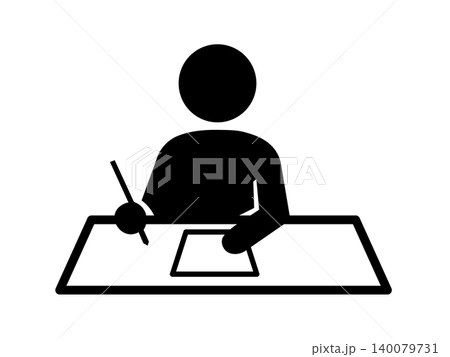 書類に記入する会社員アイコン 書類に記入する会社員アイコン 140079731