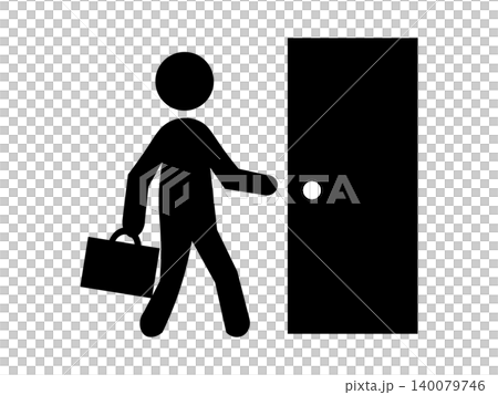 Office worker icon entering the office Office worker icon entering the office 140079746