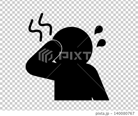 Silhouette icon of a person feeling unwell due to heatstroke Silhouette icon of a person feeling unwell due to heatstroke 140080767