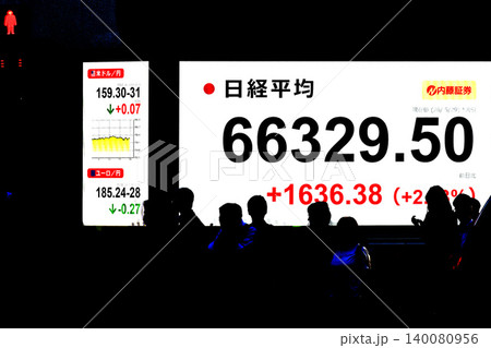 日本の東京都市景観6万6000円台・6万6329円50銭株価/終値で史上最高値を更新=29日 日本の東京都市景観6万6000円台・6万6329円50銭株価/終値で史上最高値を更新=29日 140080956