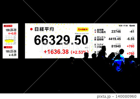日本の東京都市景観6万6000円台・6万6329円50銭株価/終値で史上最高値を更新=29日 日本の東京都市景観6万6000円台・6万6329円50銭株価/終値で史上最高値を更新=29日 140080960