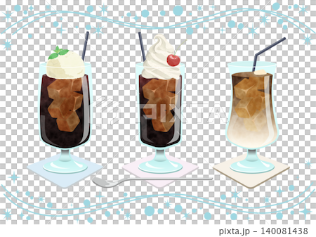 Iced Coffee Variety Illustration Set Iced Coffee Variety Illustration Set 140081438