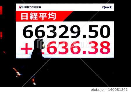 日本の東京都市景観6万6000円台・6万6329円50銭株価/終値で史上最高値を更新＝29日 140081841