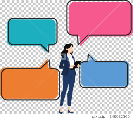 Illustration of a businesswoman thinking about business strategies Illustration of a businesswoman thinking about business strategies 140082560