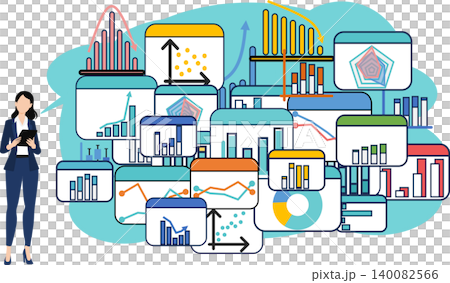 Illustration of a businesswoman thinking about business strategies Illustration of a businesswoman thinking about business strategies 140082566