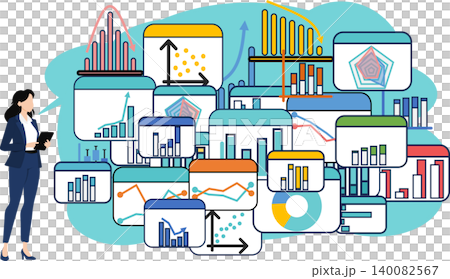 Illustration of a businesswoman thinking about business strategies Illustration of a businesswoman thinking about business strategies 140082567