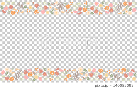 Line frame in the calm colors of autumn flowers Line frame in the calm colors of autumn flowers 140083095