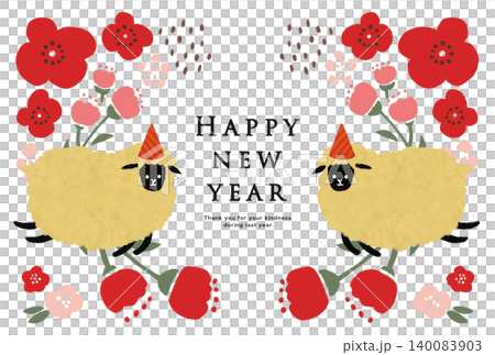 Sheep and flower frame, red Sheep and flower frame, red 140083903