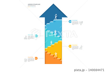 Infographic Staircase Step Business Growth timeline with 4 Step Arrow Process and Concepts for Success Diagram Background Infographic Staircase Step Business Growth timeline with 4 Step Arrow Process and Concepts for Success Diagram Background 140084471