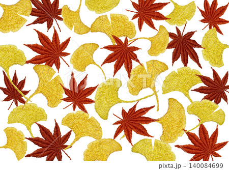 【紅葉の背景素材】手刺繍イラスト素材 140084699
