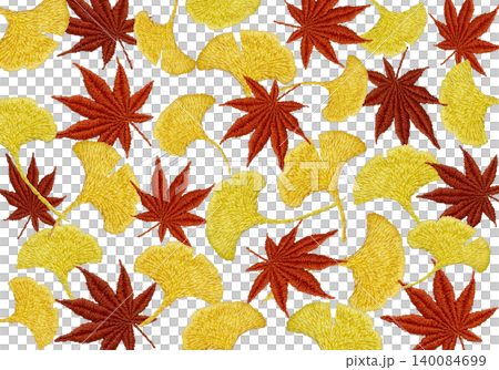 【紅葉の背景素材】手刺繍イラスト素材 140084699