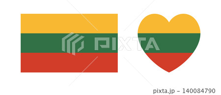 Lithuanian Flag icon, sticker in heart, rectangle shape set. Rectangular, heart badge, button, banner, background flag of Lithuania. Lithuanian Flag icon, sticker in heart, rectangle shape set. Rectangular, heart badge, button, banner, background flag of Lithuania. 140084790