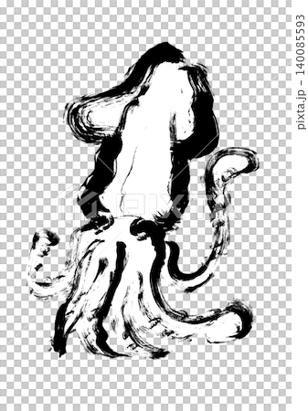 日式筆觸風格的魷魚插畫 日式筆觸風格的魷魚插畫 140085593