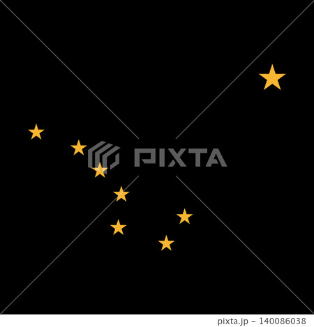 Eight gold stars, forming the Big Dipper and Polaris symbol from flag of U.S. state of Alaska. Eight gold stars, forming the Big Dipper and Polaris symbol from flag of U.S. state of Alaska. 140086038