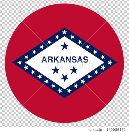 Round flag of Arkansas isolated in circle shape. 140086132
