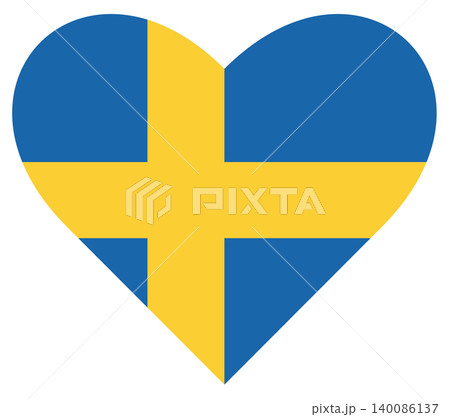 National flag of Sweden isolated in heart shape, love Sweden symbol. Swedish Flag Day. 140086137