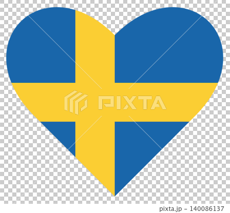 National flag of Sweden isolated in heart shape, love Sweden symbol. Swedish Flag Day. 140086137