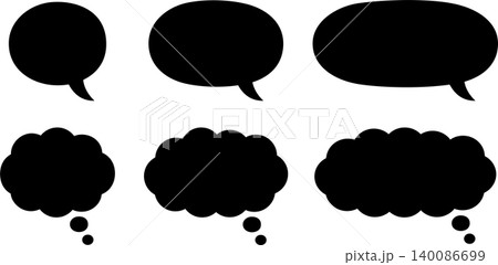 Cartoon speech and thought bubbles vector silhouette set Cartoon speech and thought bubbles vector silhouette set 140086699