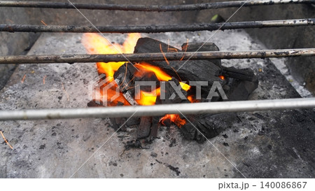 Hot Glowing Charcoal Embers Ready for Barbecue Grill Hot Glowing Charcoal Embers Ready for Barbecue Grill 140086867