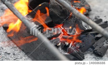 Glowing Charcoal Intense Flames Red-Hot Embers Glowing Charcoal Intense Flames Red-Hot Embers 140086886