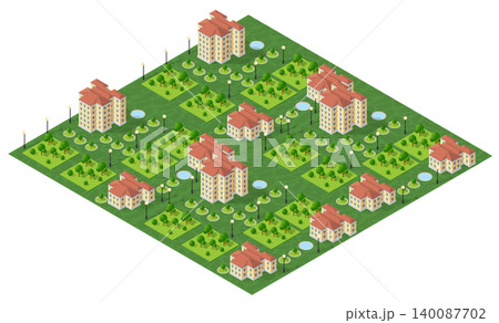 Isometric urban megalopolis top view of the city infrastructure town, Isometric urban megalopolis top view of the city infrastructure town, 140087702