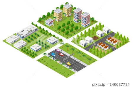 Isometric 3d illustration park trees forest Isometric 3d illustration park trees forest 140087754