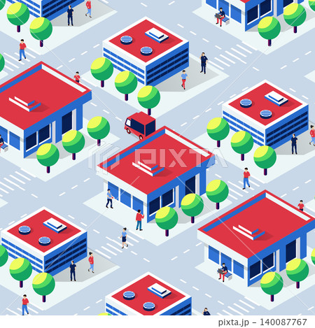 Isometric smart city with people walking and driving, modern urban landscape Isometric smart city with people walking and driving, modern urban landscape 140087767