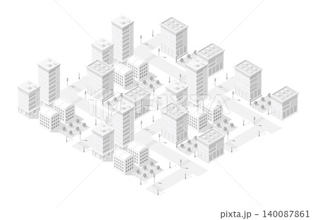 Modern city center with skyscrapers, streets and trees forming Modern city center with skyscrapers, streets and trees forming 140087861
