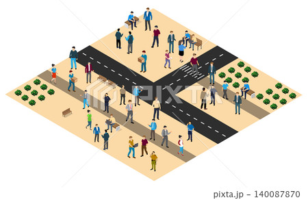 City community with people walking and interacting City community with people walking and interacting 140087870