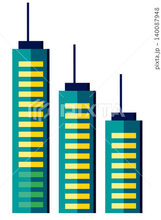 Three skyscrapers showing sustainable business growth 140087948