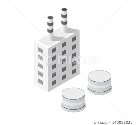 Power plant emitting pollution into the atmosphere, isometric view Power plant emitting pollution into the atmosphere, isometric view 140088023