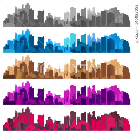 Colorful city skyline variations creating a modern urban landscape 140088058