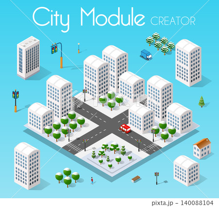 Isometric set module city Isometric set module city 140088104