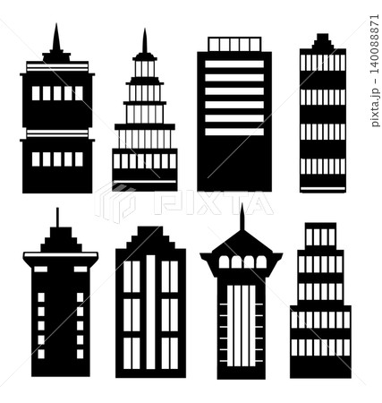 Diverse architectural building city skyline silhouette collection 140088871