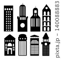 Diverse architectural building city skyline silhouette collection 140088883