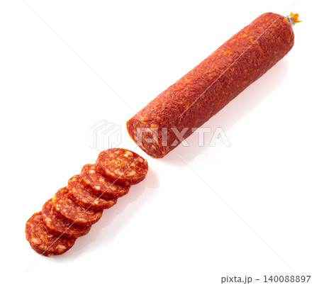 Smoked sausage isolated on white. 140088897