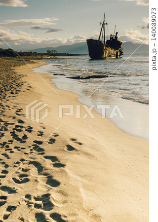 The famous shipwreck near Gythio Greece The famous shipwreck near Gythio Greece 140089073