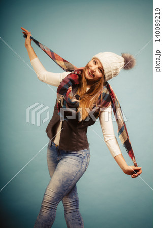 Cute young woman wearing cap. 140089219