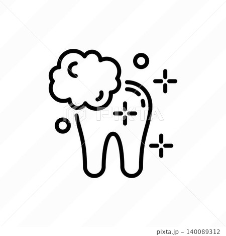 Teeth whitening thin line icon. Clean shine teeth. Dental treatment. Vector illustration. Teeth whitening thin line icon. Clean shine teeth. Dental treatment. Vector illustration. 140089312