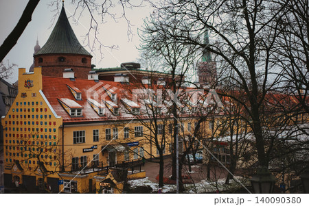 Historical Cityscape Featuring Yellow Heritage Building Historical Cityscape Featuring Yellow Heritage Building 140090380