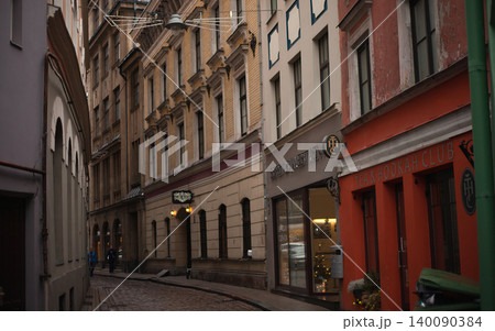 Atmospheric perspective of a historical old town street Atmospheric perspective of a historical old town street 140090384