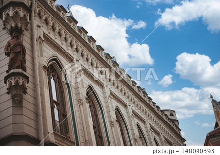 Ornate Art Nouveau Building Facade with Elegant Bay  140090393
