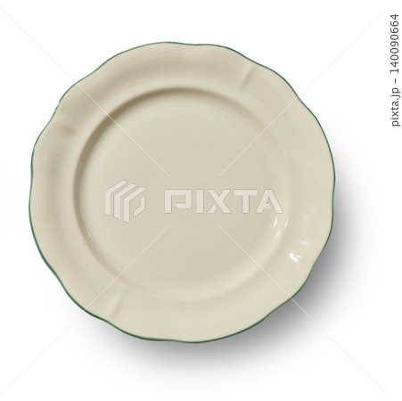 Empty Decorative Ceramic Plate Isolated on White Background. Top View 140090664