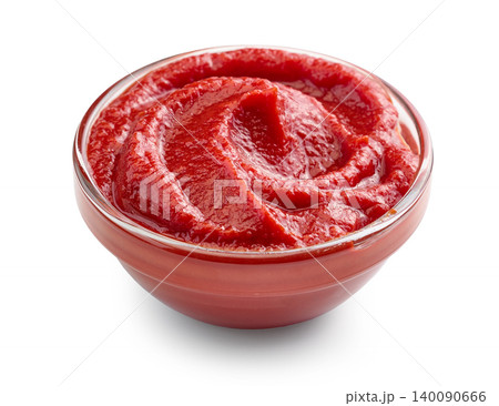 Tomato Sauce or Ketchup in Bowl Isolated on White Background Tomato Sauce or Ketchup in Bowl Isolated on White Background 140090666
